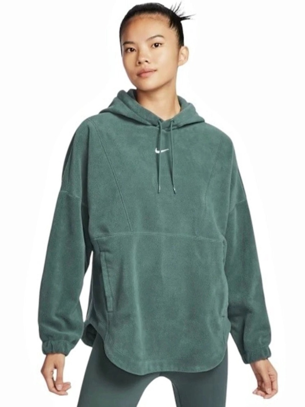 Nike Women's Therma-FIT Fleece Pullover Hoodie Fleece Hoodie in Green Sz S NWT!
